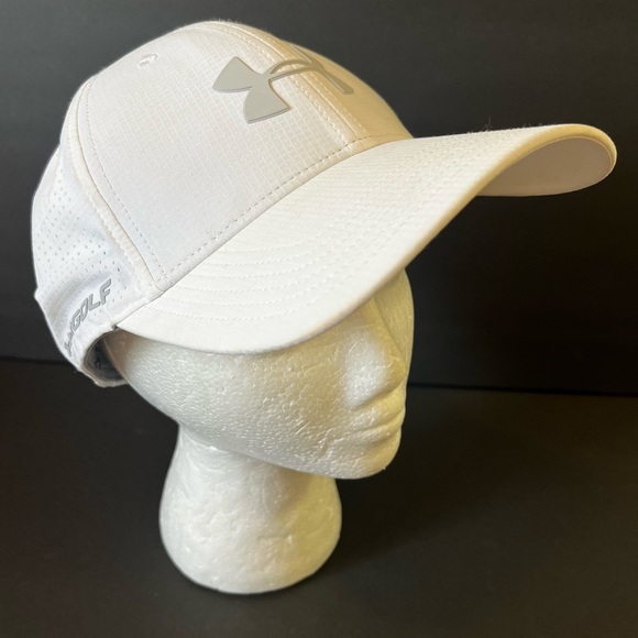Under Armour Mens White Golf Hat Cap Classic Fit UA Logo Performance Golf - Picture 1 of 10